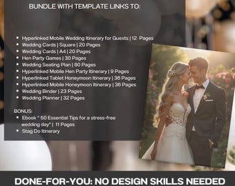 All-in-One Wedding Bundle with 300+ Canva Templates, Planner, Invitations, MRR & PLR