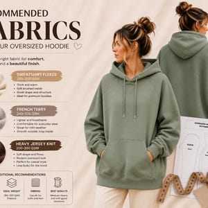 Oversized Hoodie Sewing Pattern PDF S-5XL, Unisex Sweatshirt Pattern, Beginner Easy Hoodie DIY, Printable A4 A0 US Letter Digital Download
