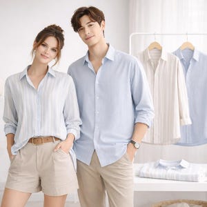 Oversized Shirt Pattern PDF, Unisex Button Up Sewing Pattern, Shirttail & Straight Hem, S-5XL Digital Download