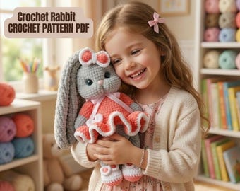 Crochet Bunny Pattern , Easy Amigurumi Rabbit Toy, Beginner Friendly (PDF)