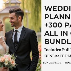 300+ All-in-One Wedding Bundle with MRR & PLR, Editable Canva Templates Master Resell Rights, Planner Itinerary Invitation Party Games eBook