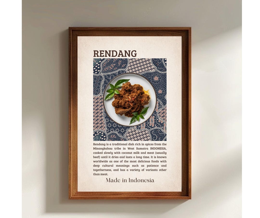 Rendang Art Print, Indonesian Food Poster, Kitchen Wall Decor (digital ...