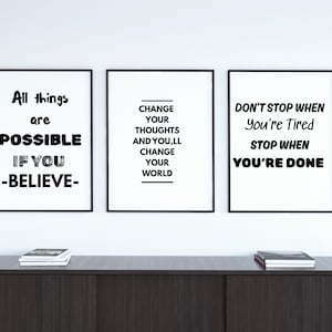 Motivational Quote Prints: Inspirational Wall Art Set (Digital Download PNG Set of 20)