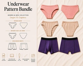 Women Underwear Sewing Pattern pdf, Panties Pattern XS-3XL, Bikini Brief Pattern, Boxer Brief Pattern, A4 AO US Letter, Beginner pdf Pattern