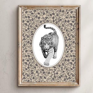 Vintage Tiger Art Print: Wild Animal Home Decor (Instant Download JPEG File)
