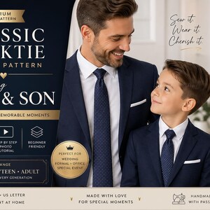 Necktie Sewing Pattern PDF | Classic Tie Pattern for Men, Kids & Adults | Dad Son Matching Wedding Groomsmen DIY
