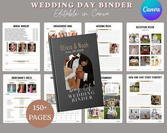 Wedding Planner Template Canva, 150 Page Wedding Binder, Editable Wedding Planner, Marriage Planner, Wedding Checklist, Bridal Organizer
