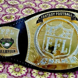 Handmade Fantasy Football Spinner Championship Custom Belt -  Zinc Gold Adult Title Belt