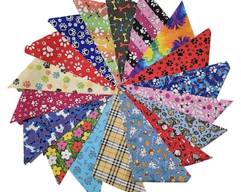 Assorted Pre-Cut Dog Grooming Bandanas – Bulk Variety Pack, USA Made