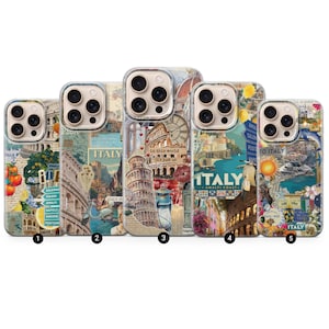 Italië esthetiek telefoonhoesje, zomer reizen collage, Amalfikust, vakantie vibes cover voor iPhone 16 15 14 13 12 Pro Max, Samsung S25 S24 S23