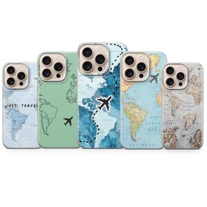 World Map Phone Case - Travel Cover for iPhone 17 16 15 14 Pro Max, Samsung S25 S24 S23, Pixel 9