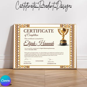 Completion Certificate | editable diploma | Course Certificate | Printable Award | PDF Certificate | Training Certificate | Student Diploma