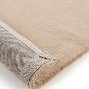 Hand Tufted Wool Area Rug Solid Light Beige For Bedroom | Living Room | Guestroom | Home Decor Carpet