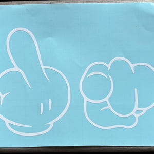 Funny Middle Finger + Pointing Hand Vinyl Decal – Bold Car Window Sticker