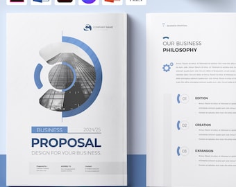 Business Proposal Template | Canva, Word, PowerPoint, InDesign, Illustrator | Fully Editable | 20 Pages, A4 & US Letter