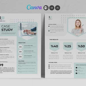 Professional Case Study Template | Editable in Word & Canva | Modern Business Design | Customizable | Printable | Instant Download