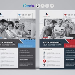 Professional Business Flyer Template - Fully Customizable in Canva, Word, Photoshop, Illustrator, InDesign | Instant Download