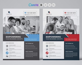 Professionelle Business Flyer Vorlage - vollständig anpassbar in Canva, Word, Photoshop, Illustrator, InDesign | Sofort Download