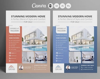 Flyer Vorlage für Ihr modernes Zuhause (Canva, Word, InDesign, Illustrator, Photoshop)