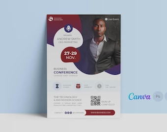 Event/Konferenz Design Vorlage | Bearbeitbar in Canva, Photoshop & Illustrator | Professionell | Personalisierbar | Sofort Download
