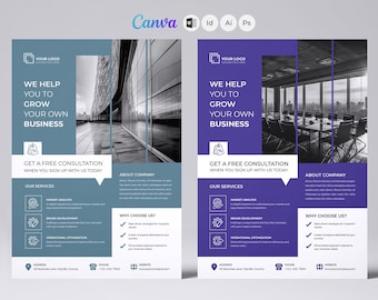Business Flyer Vorlage: Bearbeitbare Canva, Word, Photoshop (Instant Download)