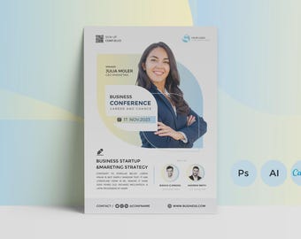 Modern Conference Design Template | Editable in Canva, Photoshop & Illustrator | Professional | Customizable | Instant Download