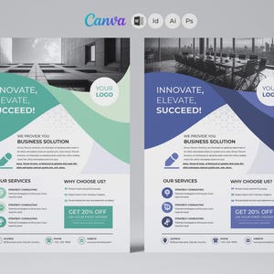 Modern affärsflyermall - redigerbar i Canva, Word, Photoshop, Illustrator, InDesign | Direktnedladdning