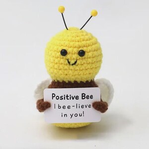 New Positive Energy Pocket Mini Handmade Plush Wool Knitting Doll with Card Funny Christams Gift Home Room Decoration