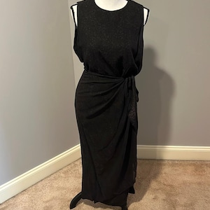 Vintage Black Jones New York Dress with Faux Wrap size 12