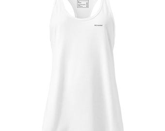 Act normal women/femmes/NB fitted racerback tank top – minimalist top for quiet chaos & everyday wear