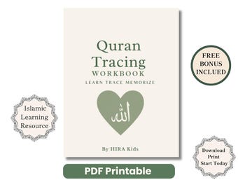 Quran Tracing Workbook – Juz Amma Arabic Tracing Memorization Book + Free Tracker. Learn to Write & Recite Surahs-Islamic Gift for All Ages