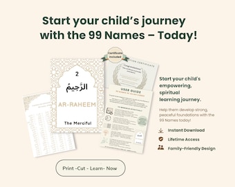 99 Names of Allah Cards – Asmaul Husna Printable Flashcards for Kids – Islamic Learning Bundle – Muslim Gift – Ramadan Eid Decor Set