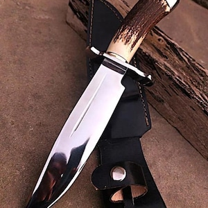 Custom Handmade Stag Antler Bowie Knife D2 Steel Hunting Knife Survival Outdoor
