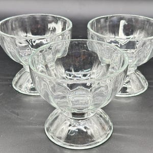Libbey Glass Dessert Bowls Fruit Ice Cream Pedestal Footed Bowls Set Of 3 VTG