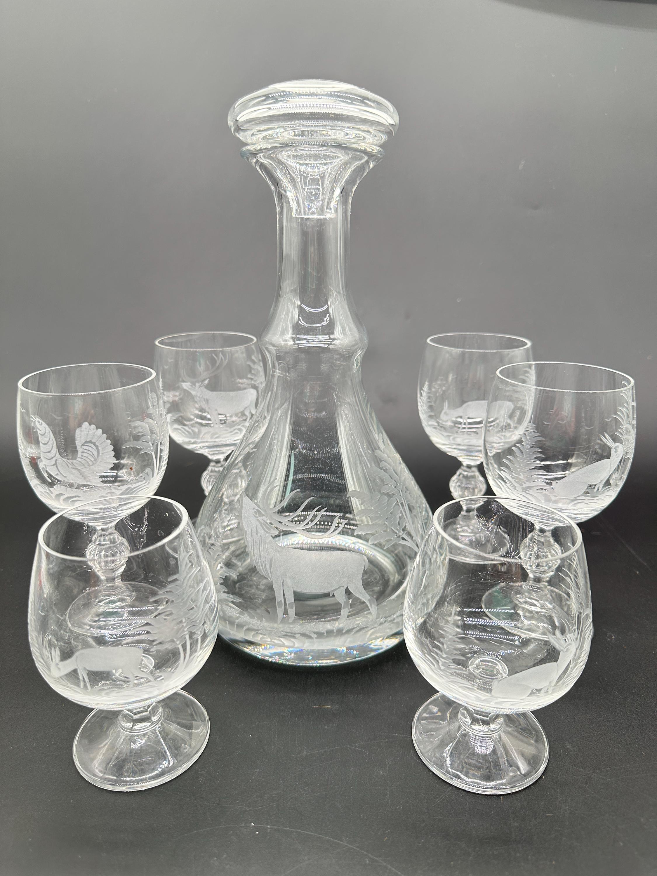 Bol Safari Grand Gibier En Verre Gravé Rowland Ward