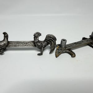 Pair Vintage Metal Hen & Rooster Drawer Pull - Rustic Farmhouse Cabinet Handle
