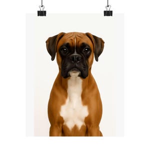 Adorable Boxer Dog Matte Vertical Poster, Dog Lover Decor, Pet Poster, Animal Wall Art, Gift for Dog Owners
