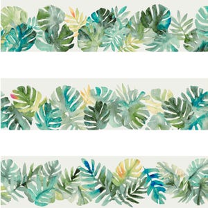 12 PNG Monstera Border – Tropical Leaves Border| Watercolor Jungle Foliage | Green High Quality | Exotic Digital Leaf | Instant Download