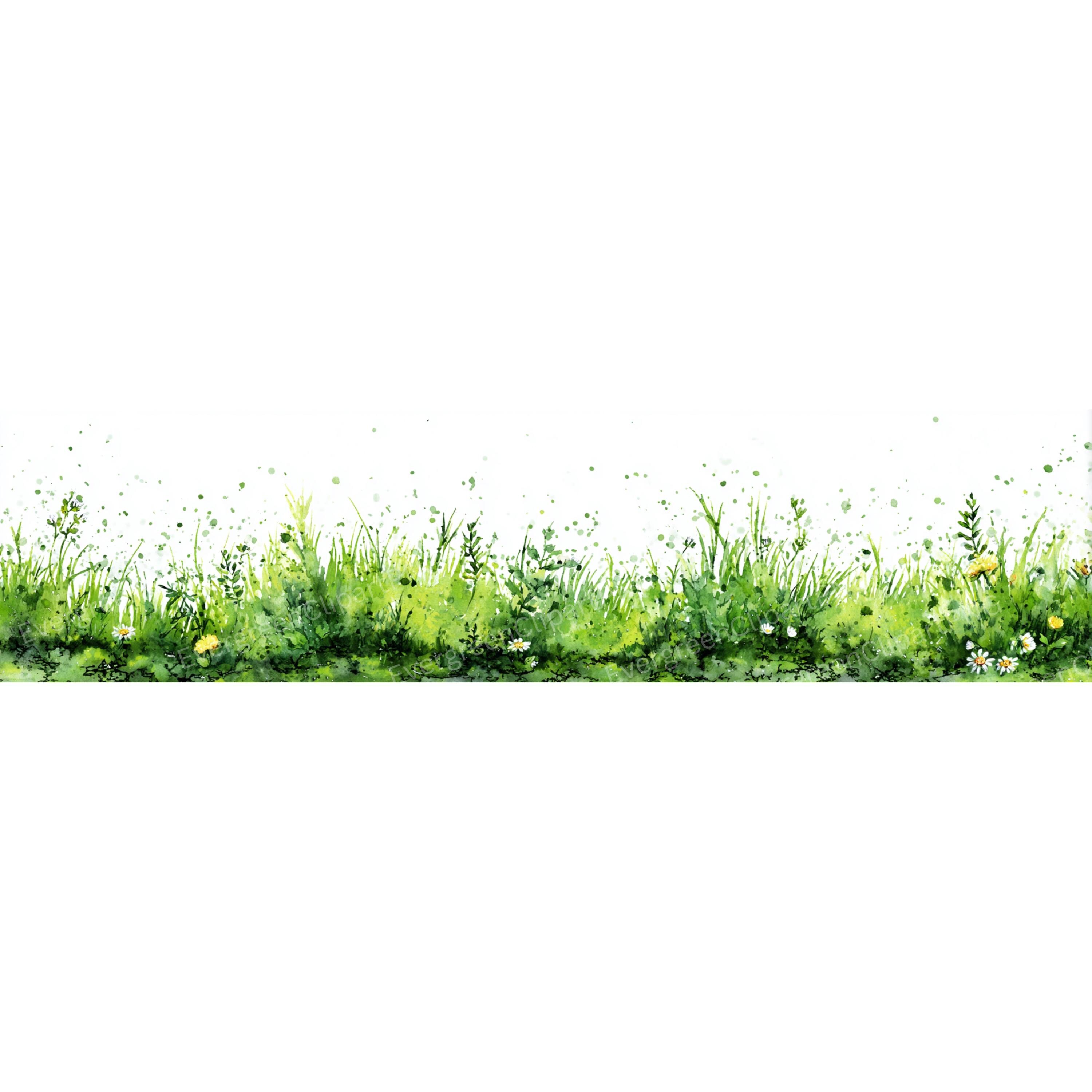 Green Grass Border Clipart: Seamless Spring Meadow Frames (PNG Download ...
