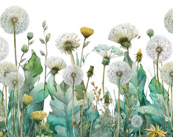 Watercolor Dandelion Clipart: Botanical PNG Illustrations (Digital Download, Summer Clipart