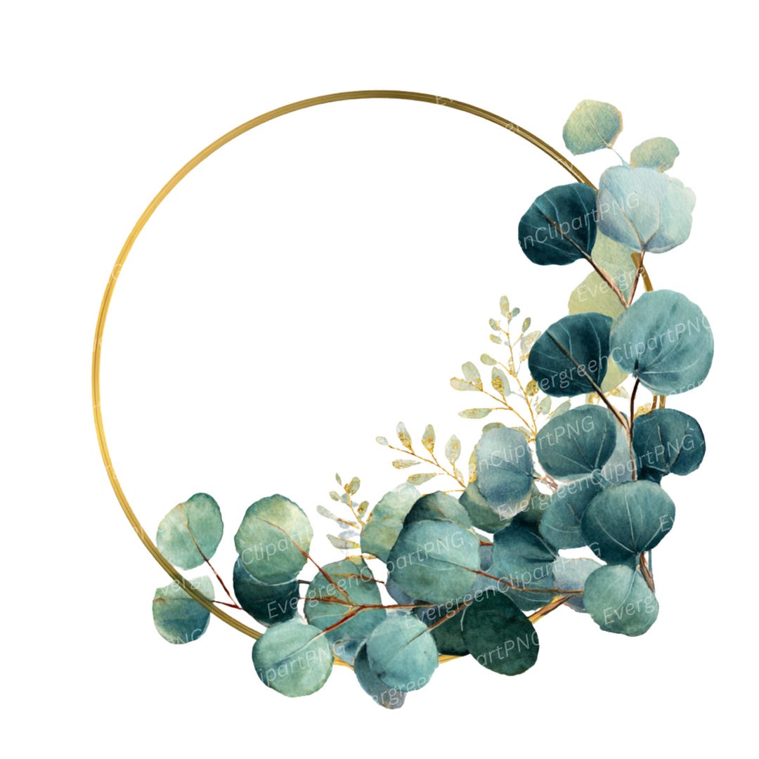 11 Watercolor Eucalyptus Wreath Frames: Botanical Circle Clipart ...
