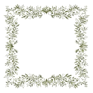 Vintage Watercolor Floral Frame Clipart: Antique Botanical PNG (Digital Download)