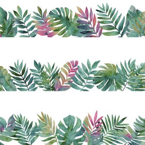 12 PNG Tropical Leaf Border Clipart – Monstera & Palm Watercolor Greenery | Exotic Jungle Frames | High Quality PNG | Instant Download