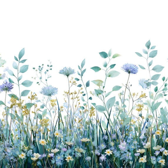 Watercolor Wildflower Clipart: Rustic Botanical PNG Images (Digital Download, Summer Clipart