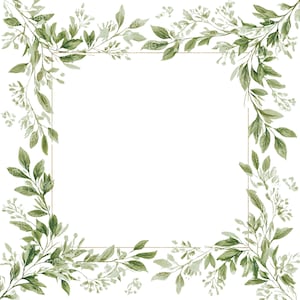 Watercolor Frames PNG: Vintage Greenery Clipart, Invitation Borders (Digital Download, 5000x5000 px)