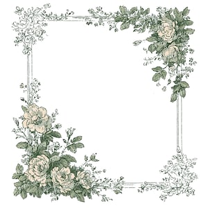 Watercolor Botanical Frame Clipart: Green Floral Borders (Digital Download, PNG, 300 DPI)