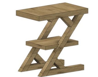 Z End Table Woodworking Build Plan, How To, DIY