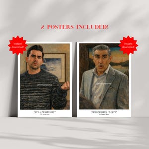 Schitt's Creek "Write Off" citatposter, väggkonst, set om 2 | David & Johnny Rose | Handmålad texturstil | Digital omedelbar nedladdning