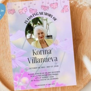 Greenery Funeral Program Template: Celebration of Life (Instant Download - Purple Accent