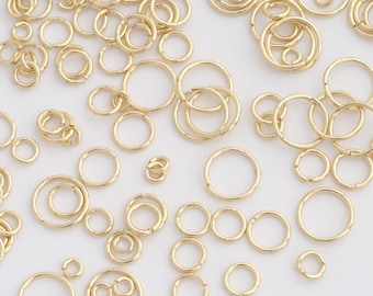 100 pcs 14K Gold Filled Open Jump Rings,Gold Round Jump Rings for DIY Dainty Jewelry Findings Supply